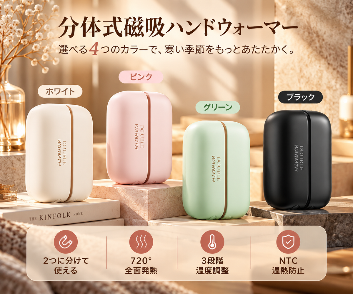 PokaMi™ 2-in-1 マグネット式充電カイロ